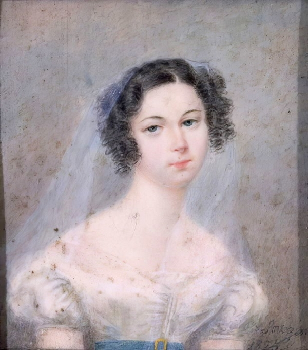한스카 백작부인(Countess Ewelina Hańska). 1825년, Holz von Sowgen 작.